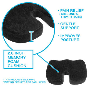 Aurora Health & Beauty Black Memory Foam Coccyx Seat Cushion - Decor Dynamics