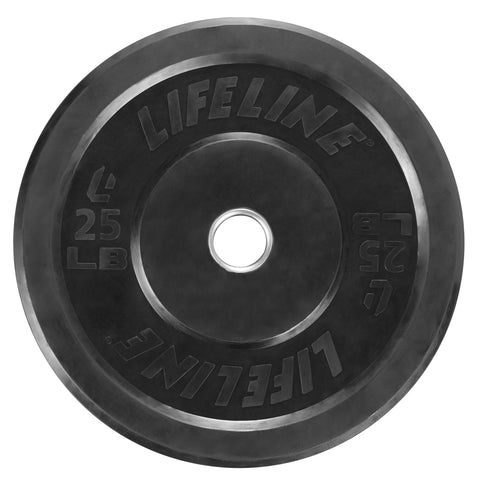 Image of Lifeline Rubber Olympic Bumper Plates (Olympic bar-sized stainless steel collars) - has little to no bounce - Decor Dynamics