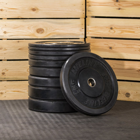 Image of Lifeline 260lb Rubber Bumper Plate Set - Olympic Bar-Sized Stainless Steel Collars - Decor Dynamics
