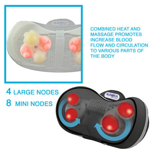Aurora Health & Beauty Kneading Massager Pillow with 4 Large Nodes and 8 Mini Nodes - Decor Dynamics