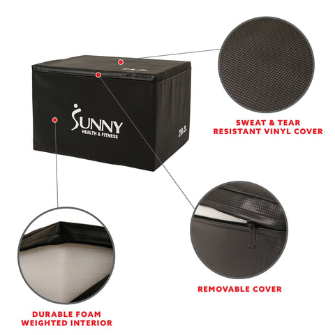 Image of Sunny Health & Fitness Foam Plyo Box with 3 in 1 Height Adjustment - 30"/24"/20" - Decor Dynamics