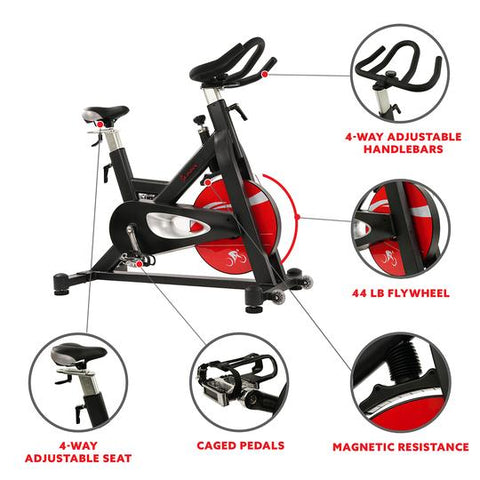 Image of Sunny Health & Fitness Evolution Pro Magnetic Belt Drive Indoor Cycling Bike, High Weight Capacity, Heavy Duty Flywheel - Decor Dynamics