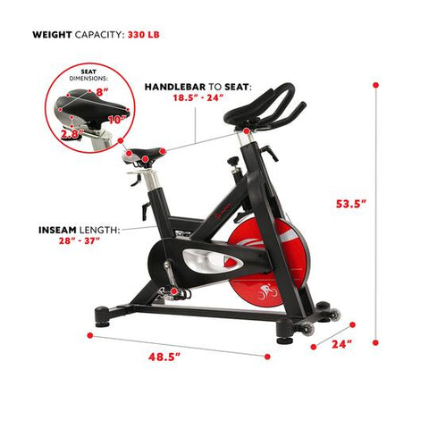 Image of Sunny Health & Fitness Evolution Pro Magnetic Belt Drive Indoor Cycling Bike, High Weight Capacity, Heavy Duty Flywheel - Decor Dynamics