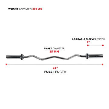 Image of Sunny Health & Fitness 47" Olympic Curl Bar with Ring Collars - Decor Dynamics