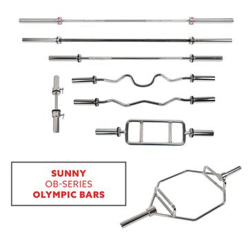 Image of Sunny Health & Fitness 47" Olympic Curl Bar with Ring Collars - Decor Dynamics