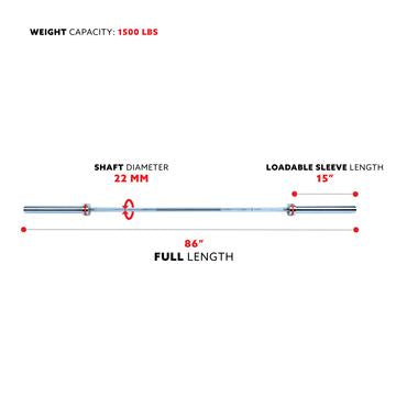 Image of Sunny Health & Fitness 86" Olympic Bar 1500 lbs Capacity - Decor Dynamics