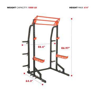 Image of Sunny Health & Fitness Power Zone Half Rack Heavy Duty Performance Power Cage - Decor Dynamics