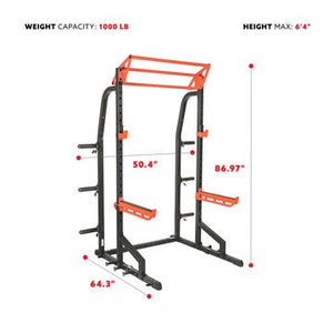 Sunny Health & Fitness Power Zone Half Rack Heavy Duty Performance Power Cage - Decor Dynamics