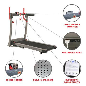 Image of Sunny Health & Fitness Incline Treadmill with Bluetooth Speakers and USB Charging Function - Decor Dynamics