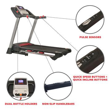 Sunny Health & Fitness Incline Treadmill with Bluetooth Speakers and USB Charging Function - Decor Dynamics